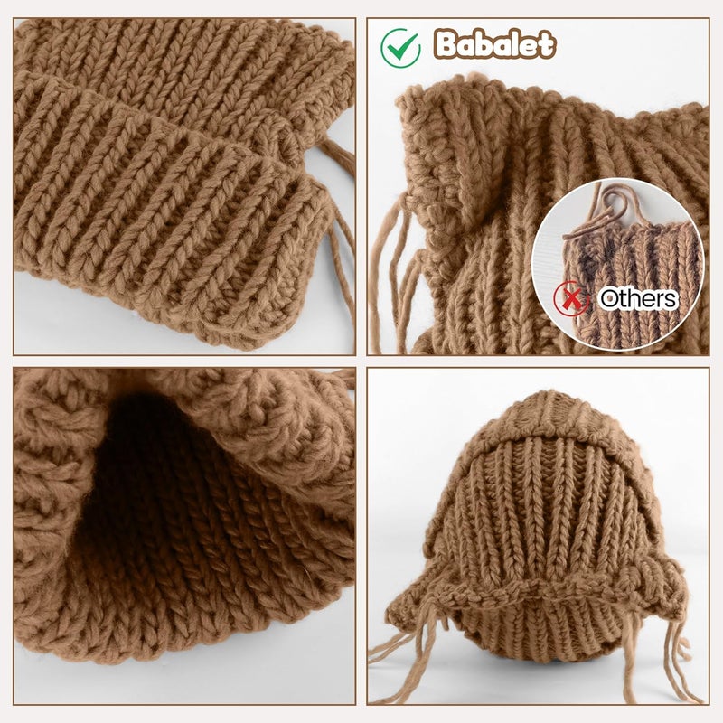 Babalet Store Cat Ear Beanie for Women Warm Winter Cap Chunky Knit Crochet Hat Slouchy Fox Hat Women Winter Trendy Headwear - Image 3